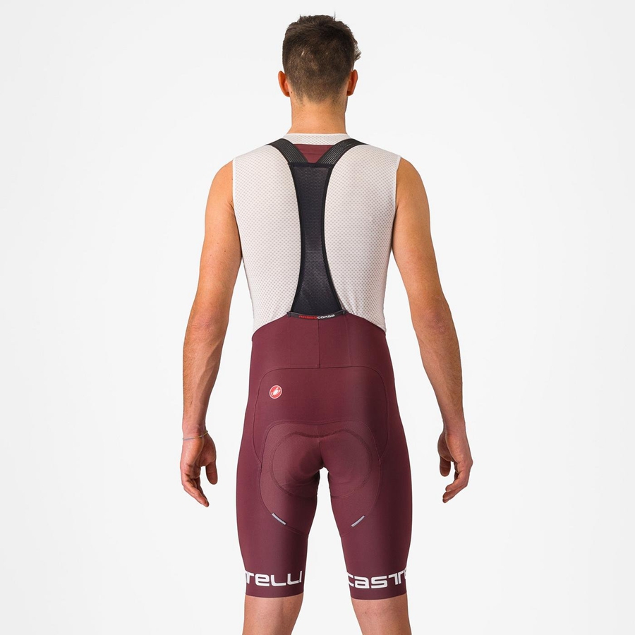 Castelli FREE AERO RC CLASSIC Korte Broek Met Slabbetje Heren Diepbordeaux Wit | 390186WTB