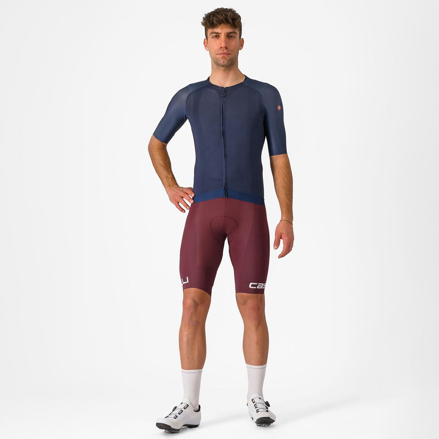 Castelli FREE AERO RC CLASSIC Korte Broek Met Slabbetje Heren Diepbordeaux Wit | 390186WTB