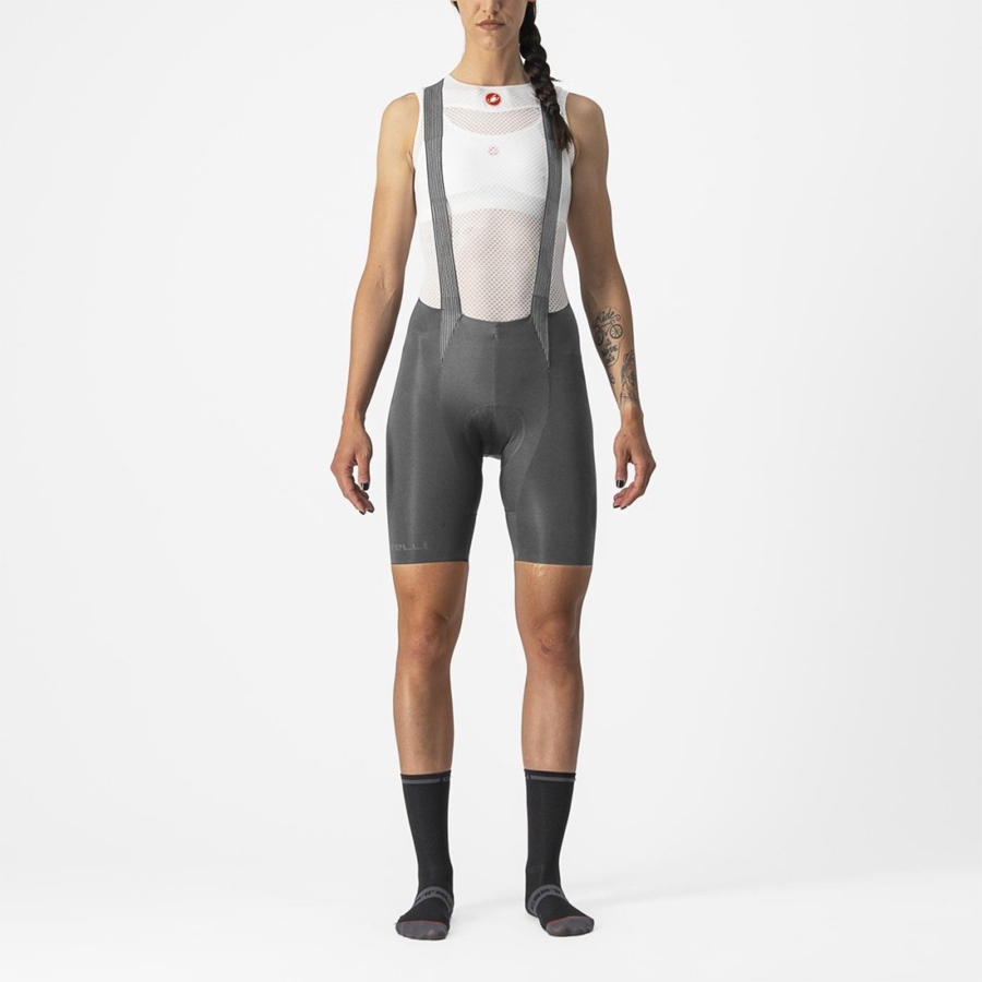 Castelli FREE AERO RC W Korte Broek Met Slabbetje Dames Grijs | 460351LRX