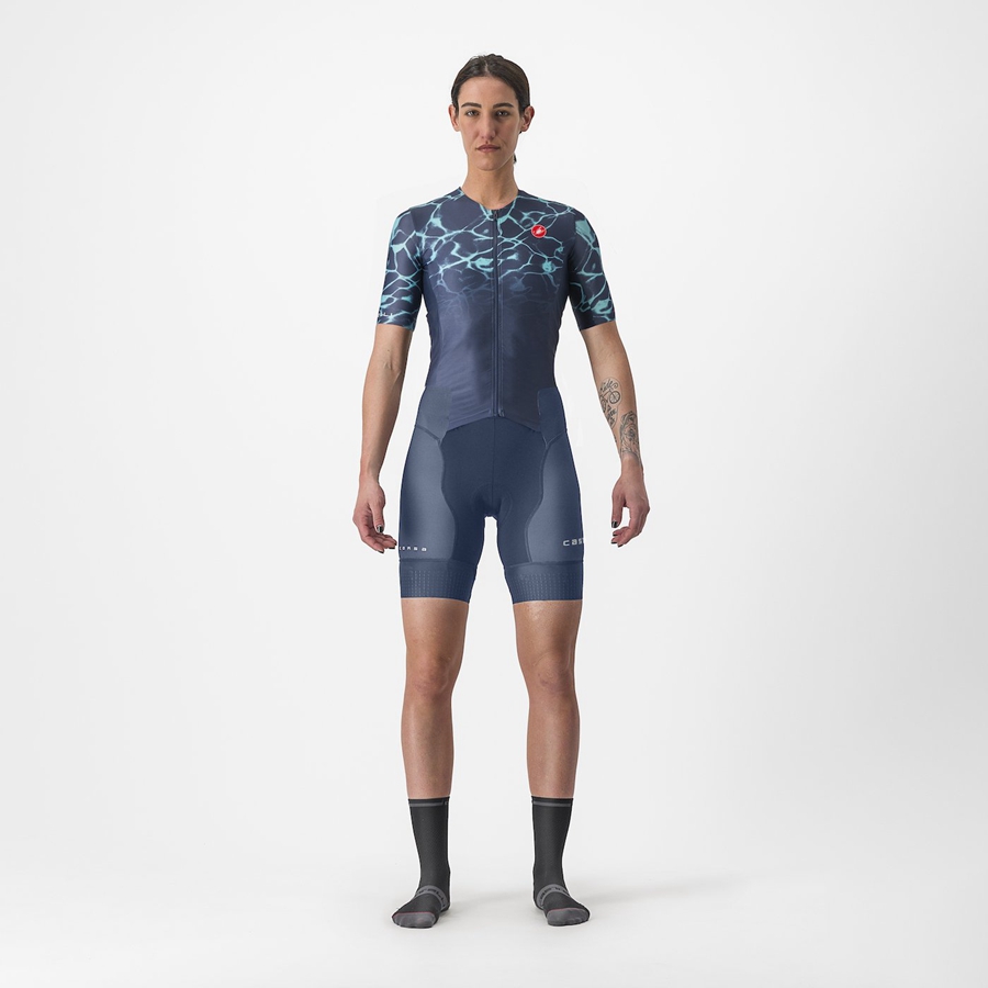 Castelli FREE SANREMO 2 W SHORT SLEEVE Pakken Dames Blauw Lichtturquoise | 461372GBU