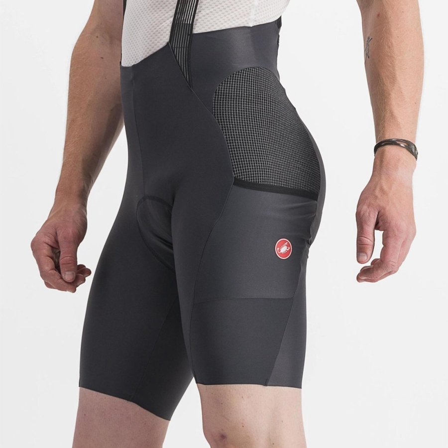 Castelli FREE UNLIMITED Korte Broek Met Slabbetje Heren Donkergrijs | 045862PXC