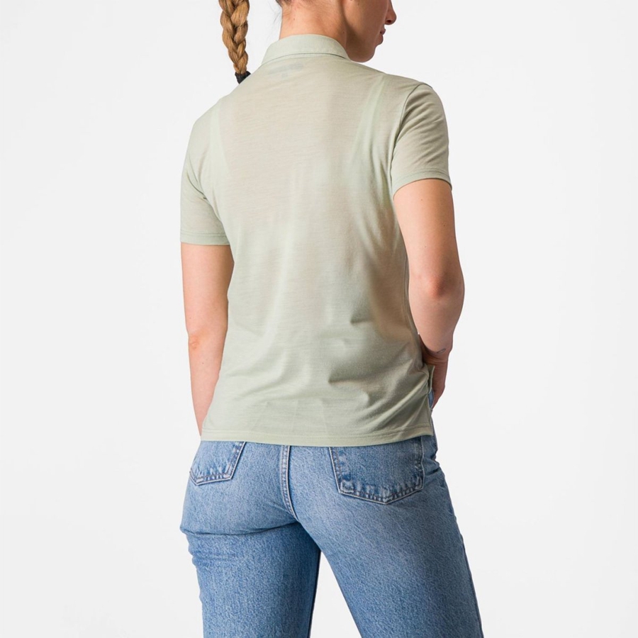 Castelli MERINO W POLO Casual Dames Groen | 068275DHN