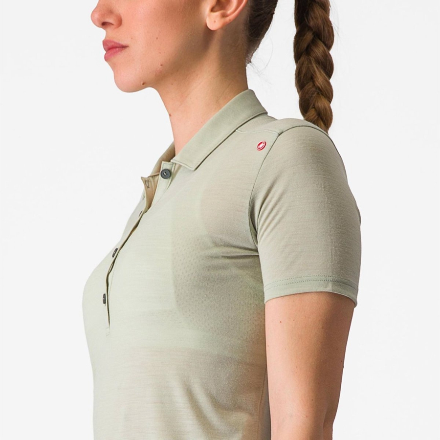 Castelli MERINO W POLO Casual Dames Groen | 068275DHN