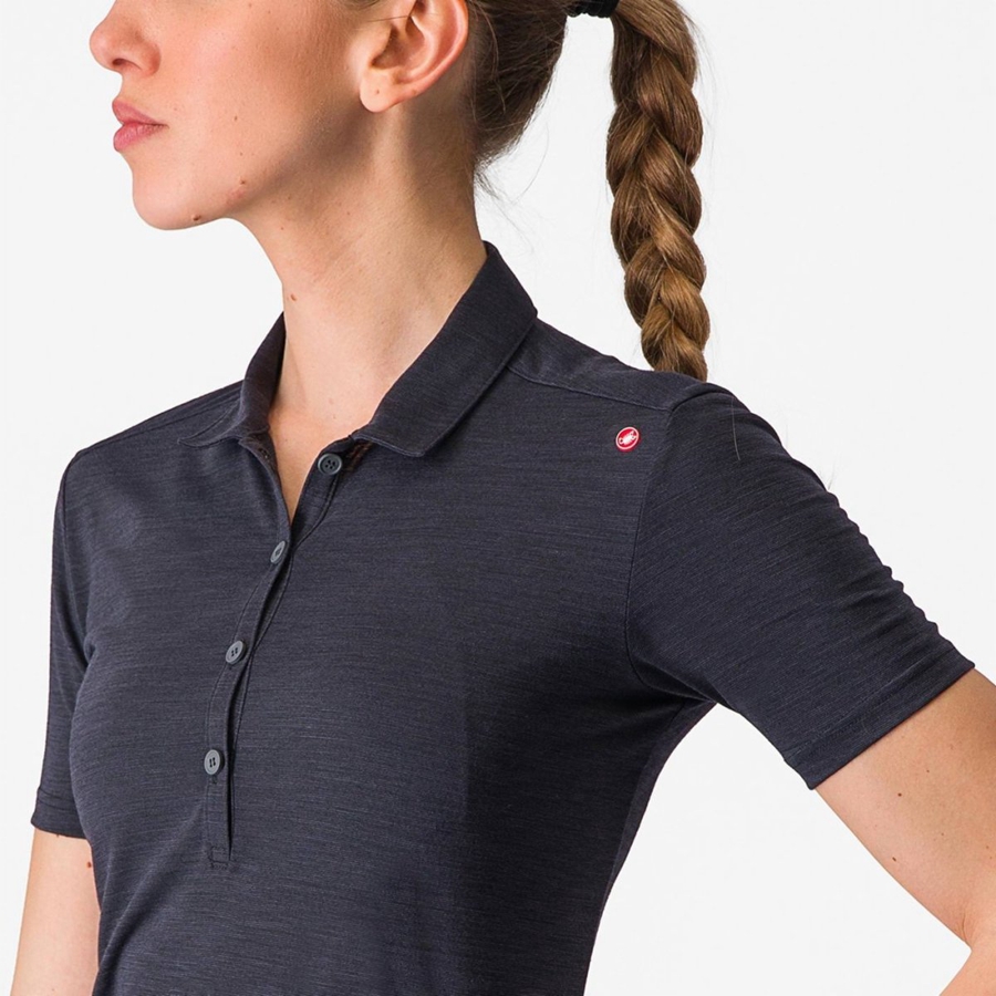 Castelli MERINO W POLO Casual Dames Zwart | 307492JGF