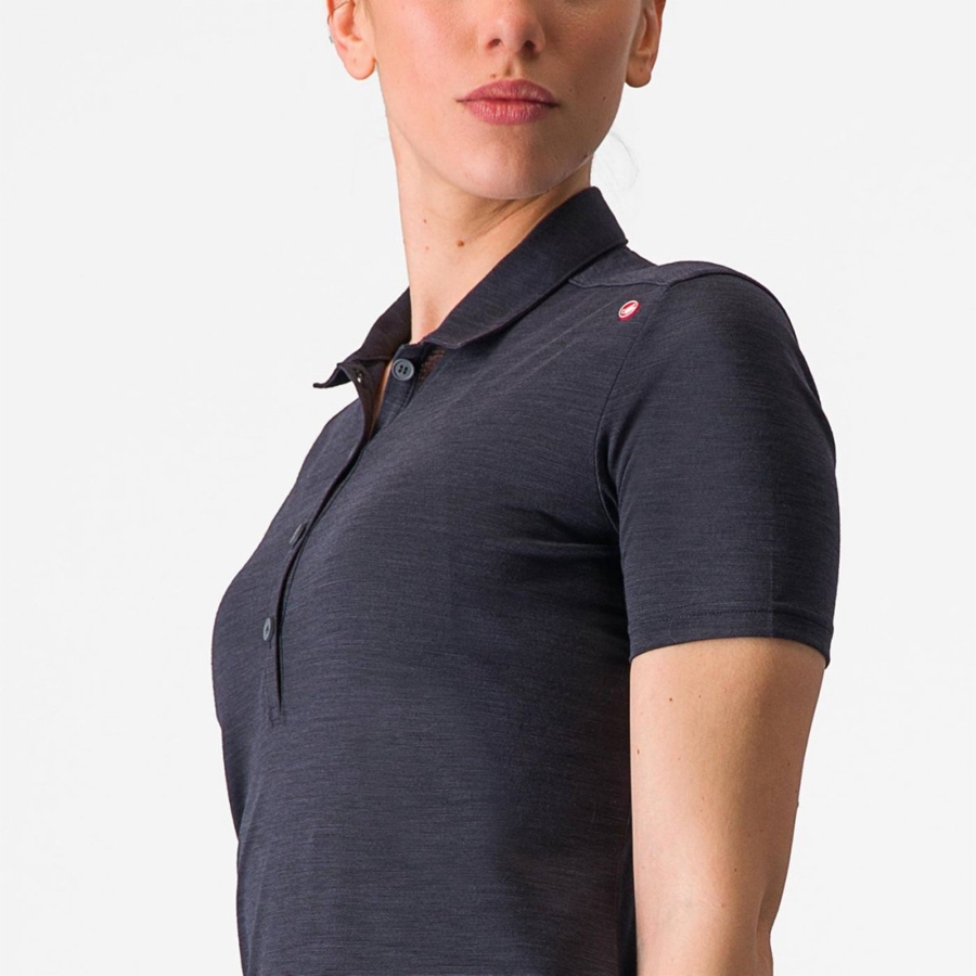 Castelli MERINO W POLO Casual Dames Zwart | 307492JGF