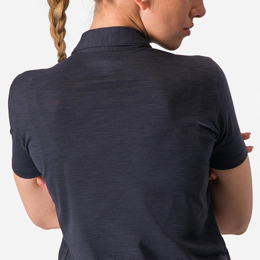 Castelli MERINO W POLO Casual Dames Zwart | 307492JGF