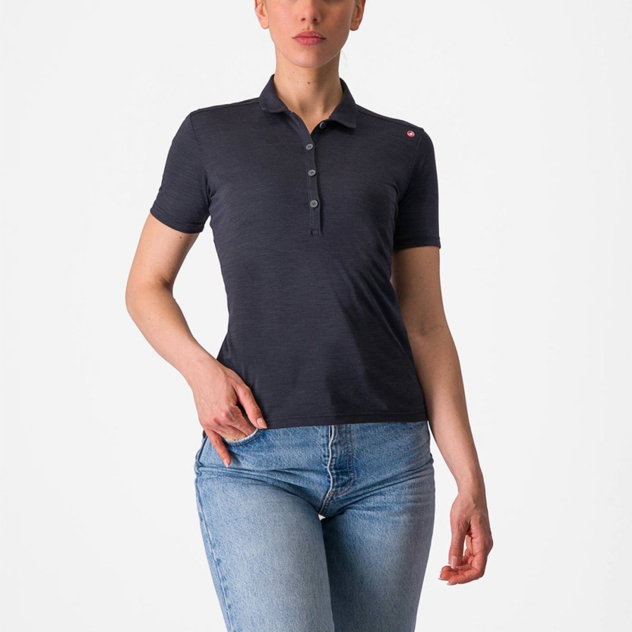 Castelli MERINO W POLO Casual Dames Zwart | 307492JGF