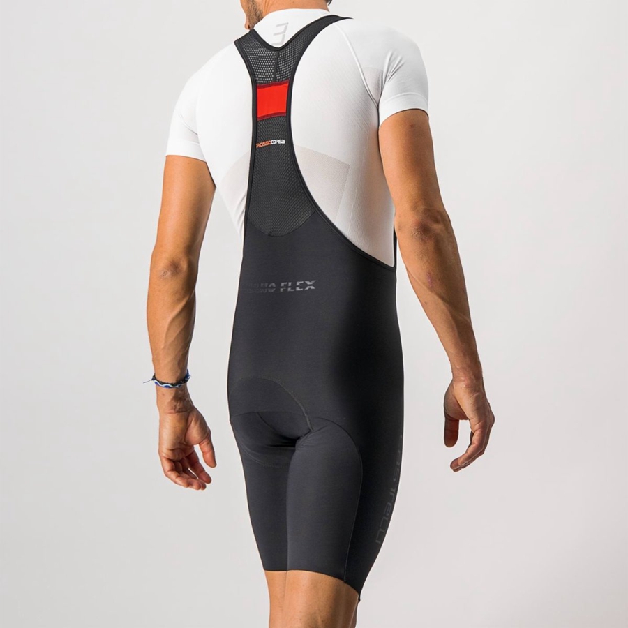 Castelli NANO FLEX PRO RACE Korte Broek Met Slabbetje Heren Zwart | 574683JKD