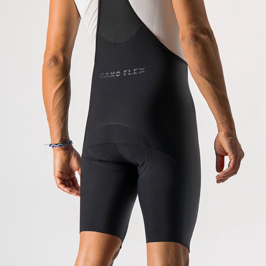 Castelli NANO FLEX PRO RACE Korte Broek Met Slabbetje Heren Zwart | 574683JKD