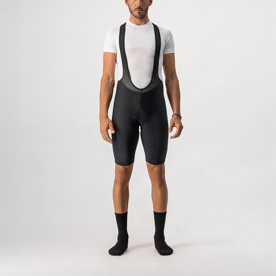 Castelli NANO FLEX PRO RACE Korte Broek Met Slabbetje Heren Zwart | 574683JKD