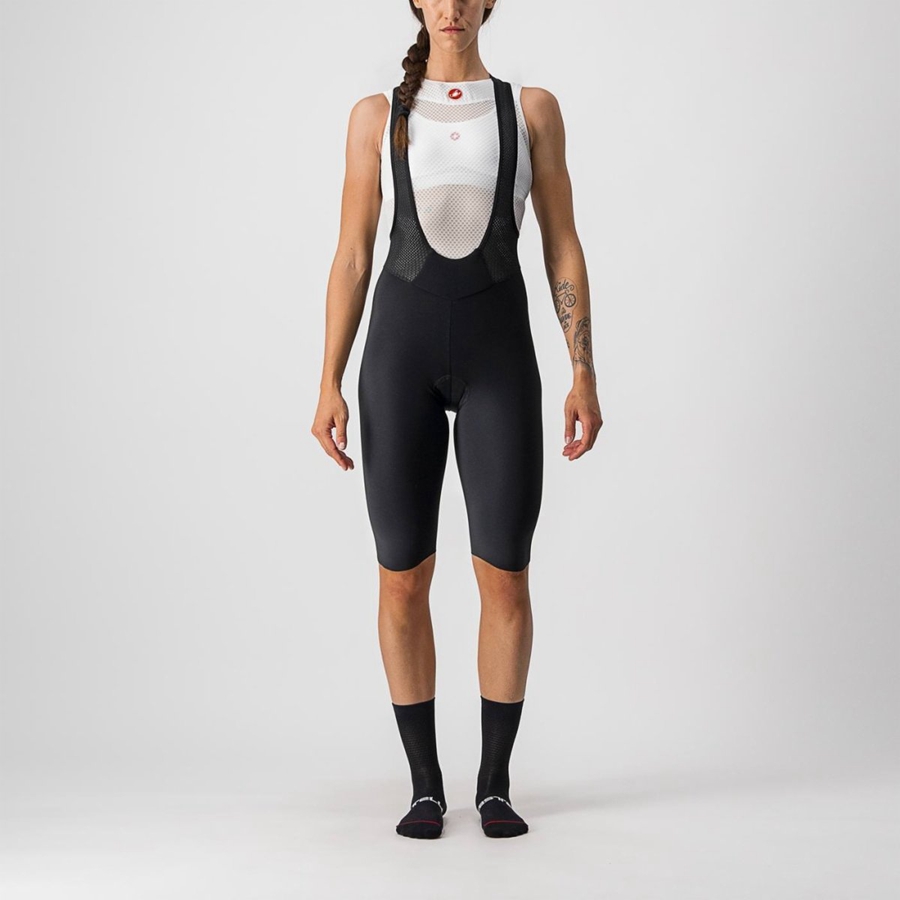 Castelli OMLOOP NANO W Korte Broek Met Slabbetje Dames Zwart | 906245PJB