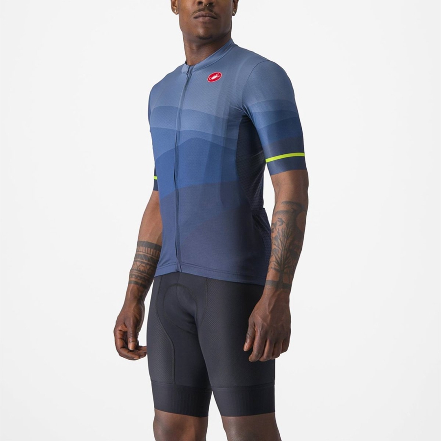 Castelli ORIZZONTE Jersey Heren Blauw Lichtgrijs Blauw | 627408FUX