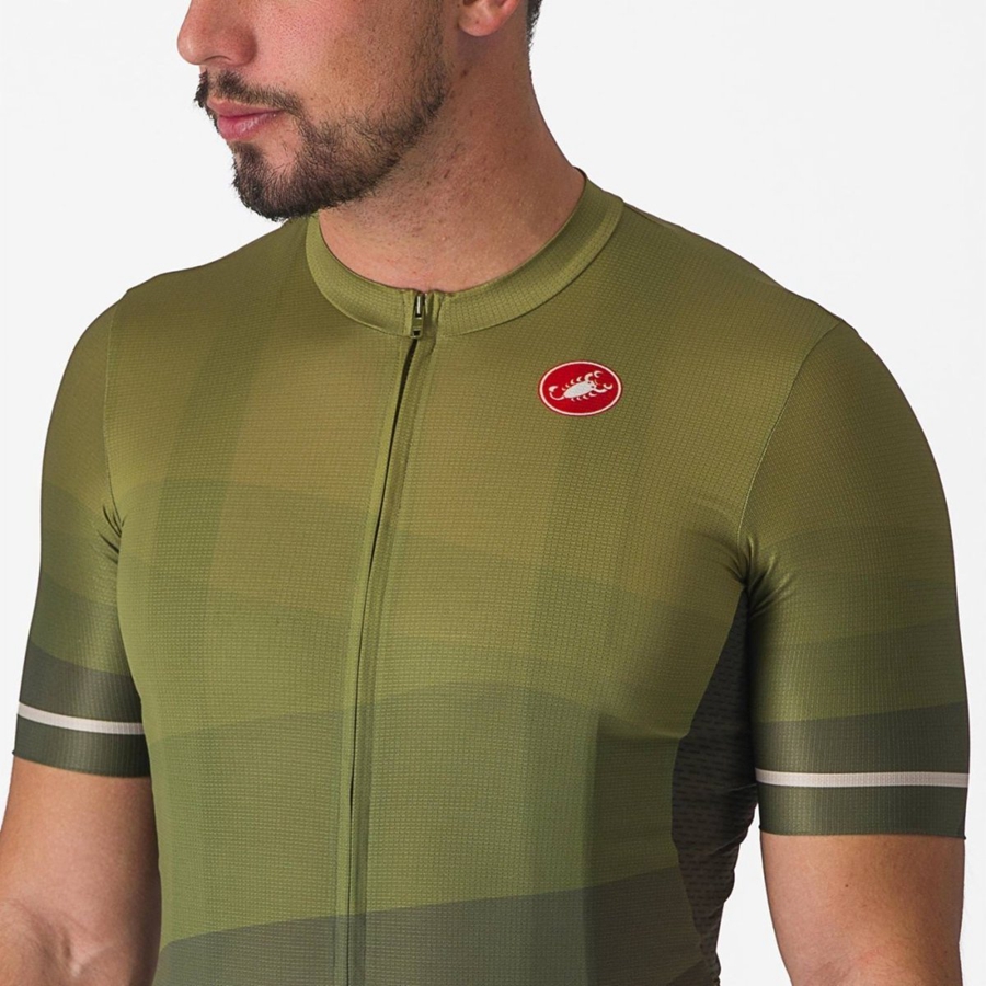 Castelli ORIZZONTE Jersey Heren Diepgroen Olijfgroen Zilver | 793064KNY