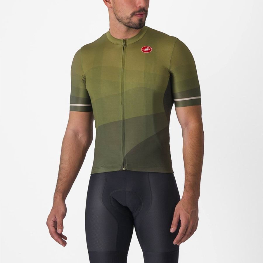 Castelli ORIZZONTE Jersey Heren Diepgroen Olijfgroen Zilver | 793064KNY