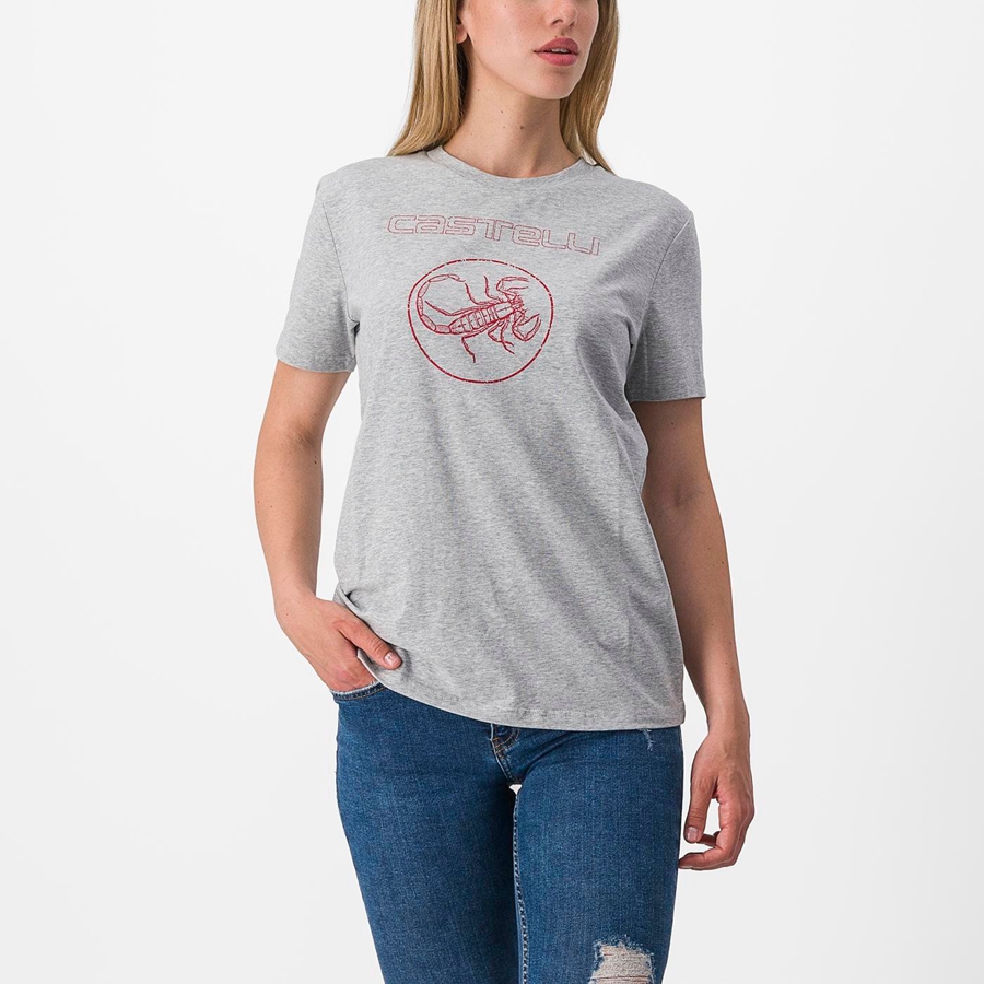 Castelli PEDALARE TEE Casual Dames Khaki Grijs | 683950DRZ