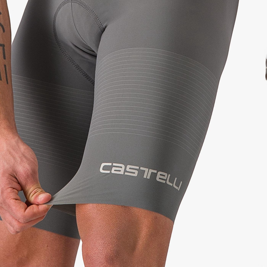 Castelli PREMIO Korte Broek Met Slabbetje Heren Grijs | 402698DAY