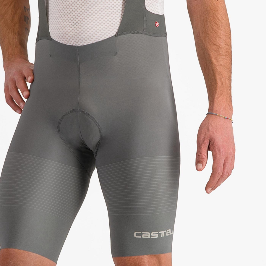 Castelli PREMIO Korte Broek Met Slabbetje Heren Grijs | 402698DAY