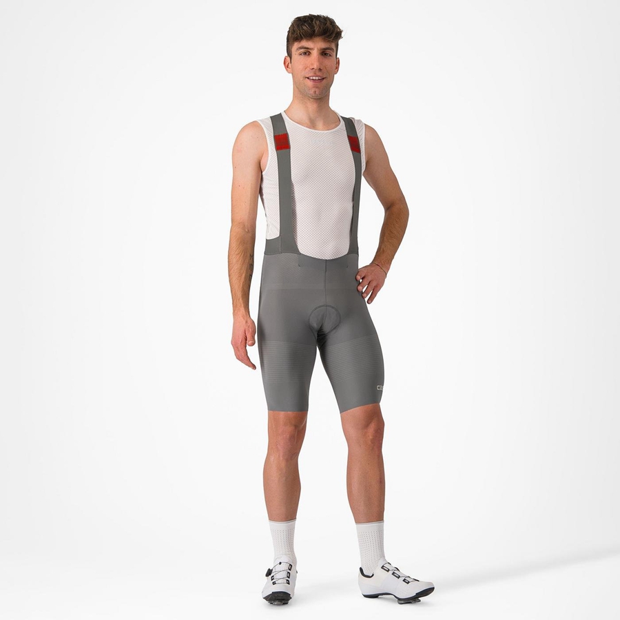 Castelli PREMIO Korte Broek Met Slabbetje Heren Grijs | 402698DAY