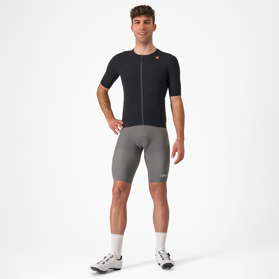 Castelli PREMIO Korte Broek Met Slabbetje Heren Grijs | 402698DAY