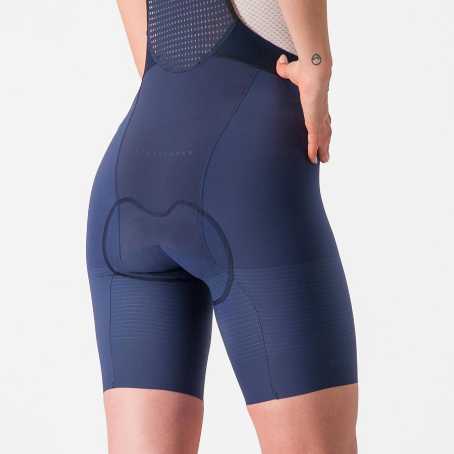 Castelli PREMIO W Korte Broek Met Slabbetje Dames Blauw Grijs Blauw | 814923XZK