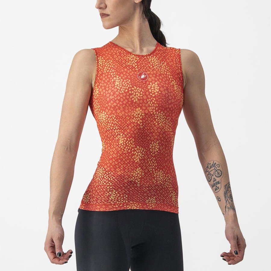 Castelli PRO MESH 4 W SLEEVELESS Basislaag Dames Oranje | 164837ZAM