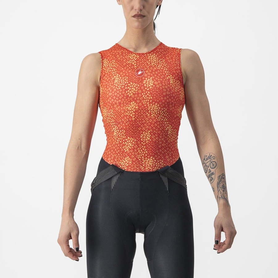 Castelli PRO MESH 4 W SLEEVELESS Basislaag Dames Oranje | 164837ZAM