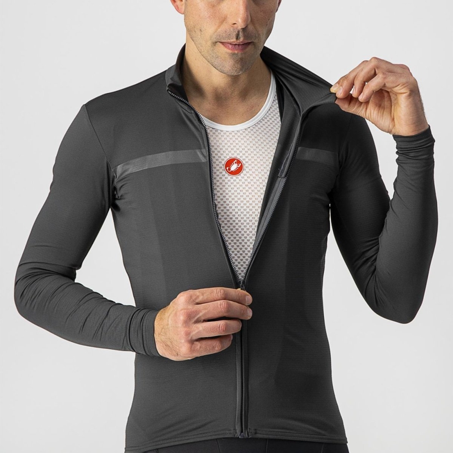 Castelli PRO THERMAL MID LS Jersey Heren Donkergrijs | 204538ALM