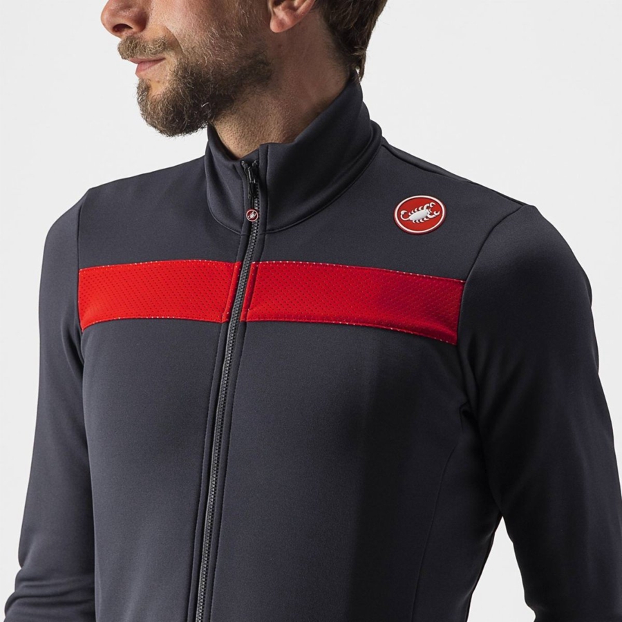 Castelli PURO 3 FZ Jersey Heren Donkergrijs Rood | 372159SVB