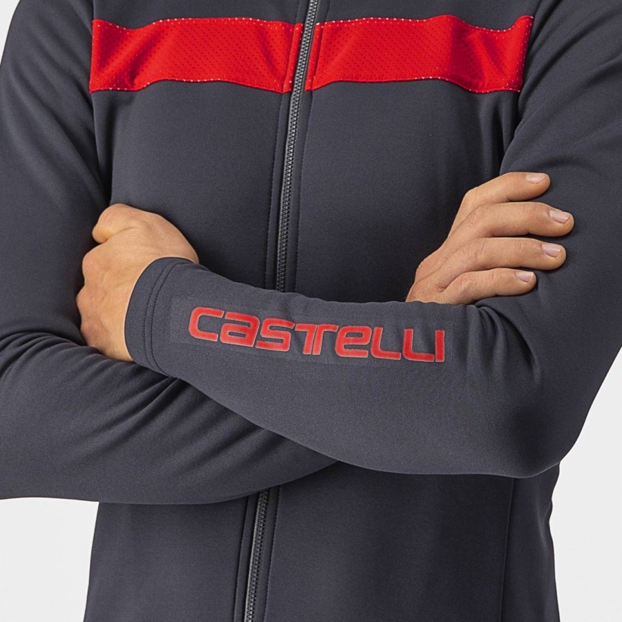 Castelli PURO 3 FZ Jersey Heren Donkergrijs Rood | 372159SVB