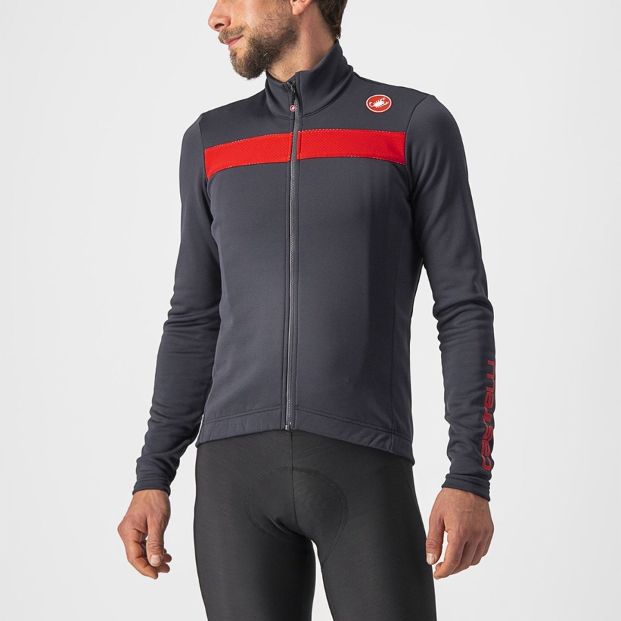 Castelli PURO 3 FZ Jersey Heren Donkergrijs Rood | 372159SVB