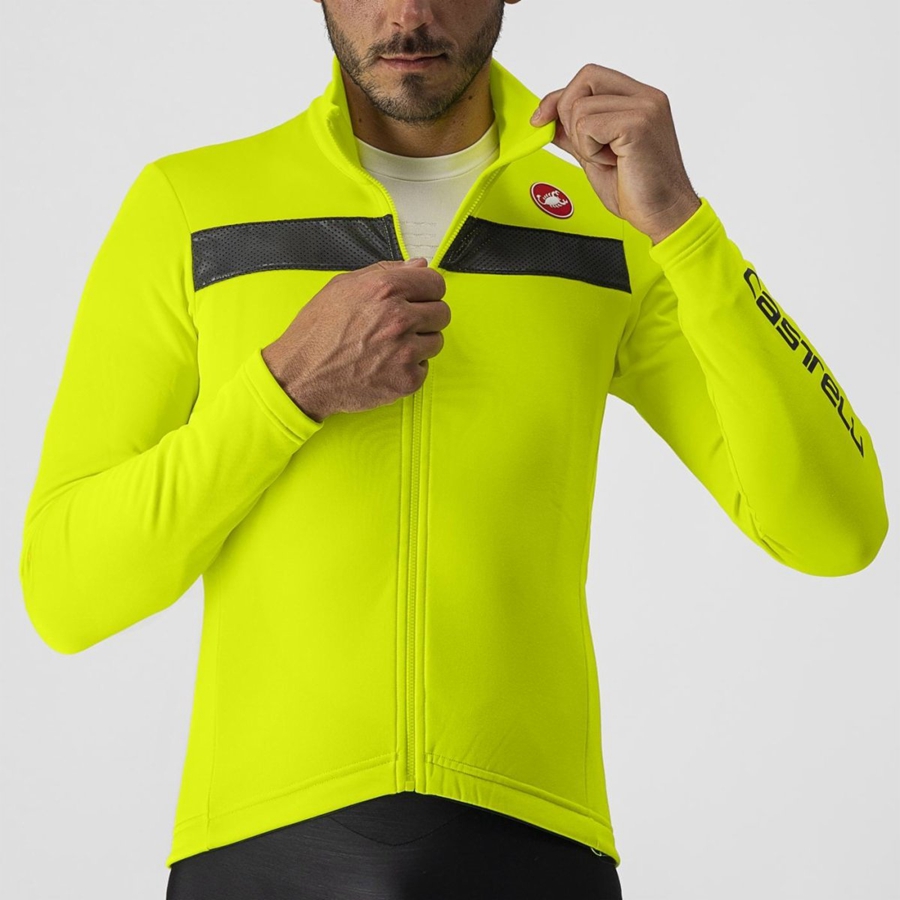 Castelli PURO 3 FZ Jersey Heren Lichtgroen Zilver | 278365KQM