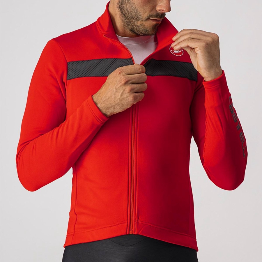 Castelli PURO 3 FZ Jersey Heren Rood Zwart | 371450NIK