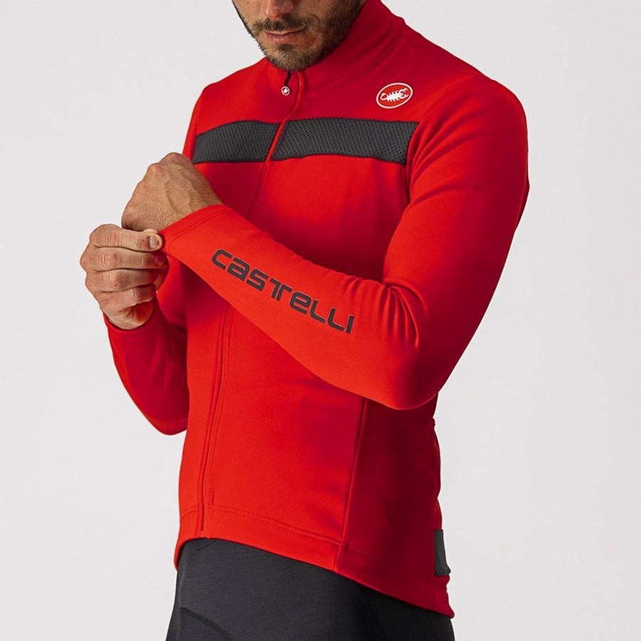 Castelli PURO 3 FZ Jersey Heren Rood Zwart | 371450NIK