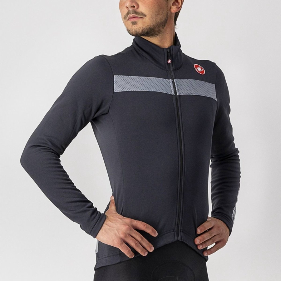 Castelli PURO 3 FZ Jersey Heren Zwart Zilver | 143765KWA