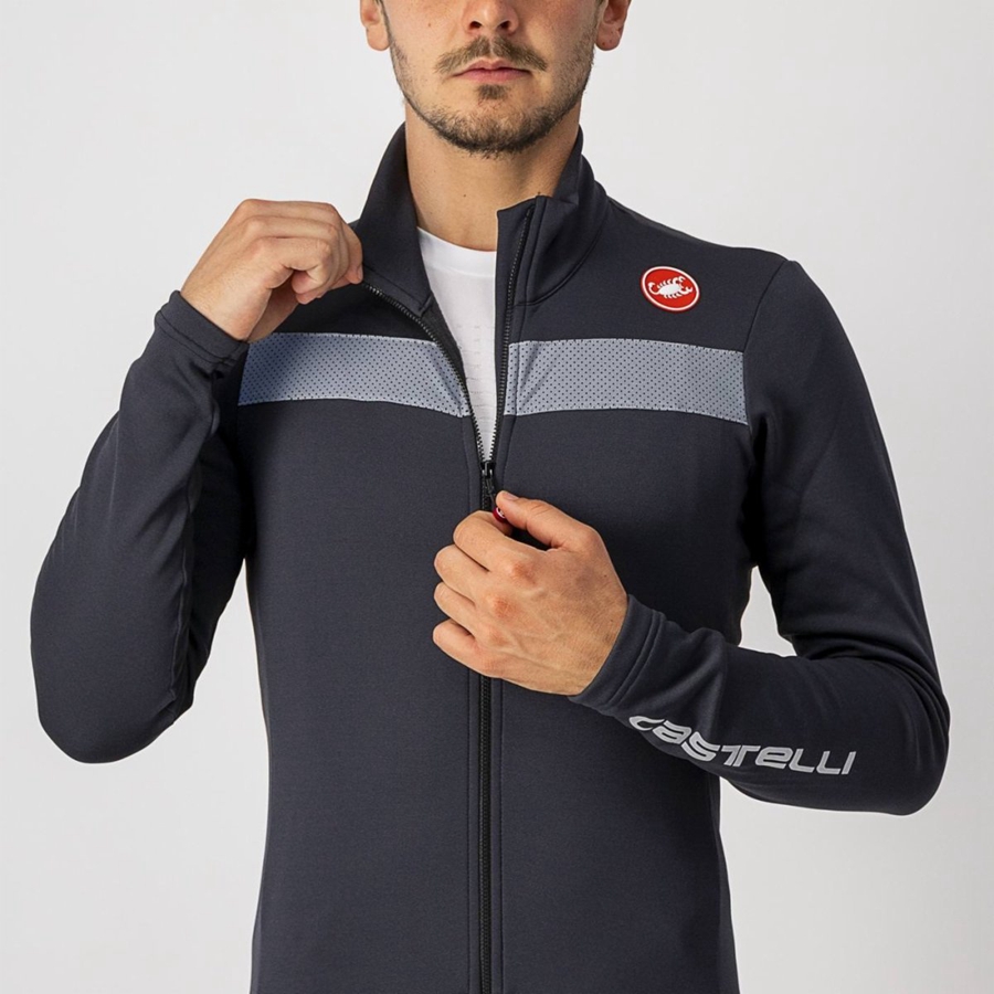 Castelli PURO 3 FZ Jersey Heren Zwart Zilver | 143765KWA