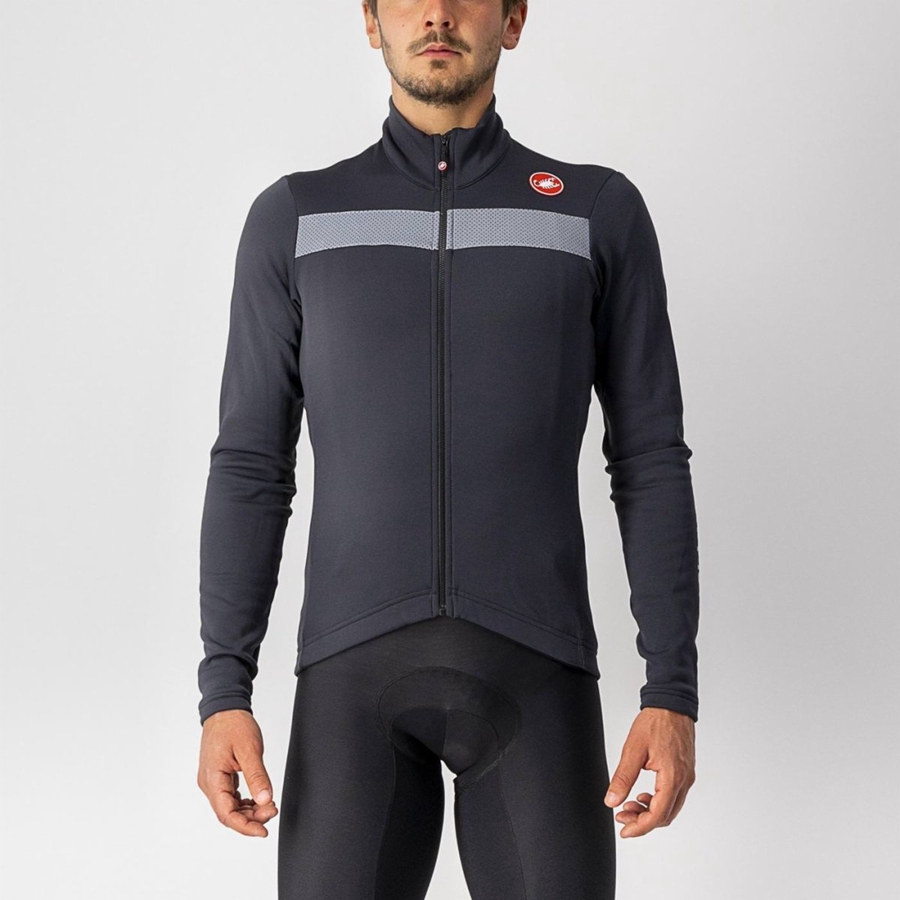 Castelli PURO 3 FZ Jersey Heren Zwart Zilver | 143765KWA