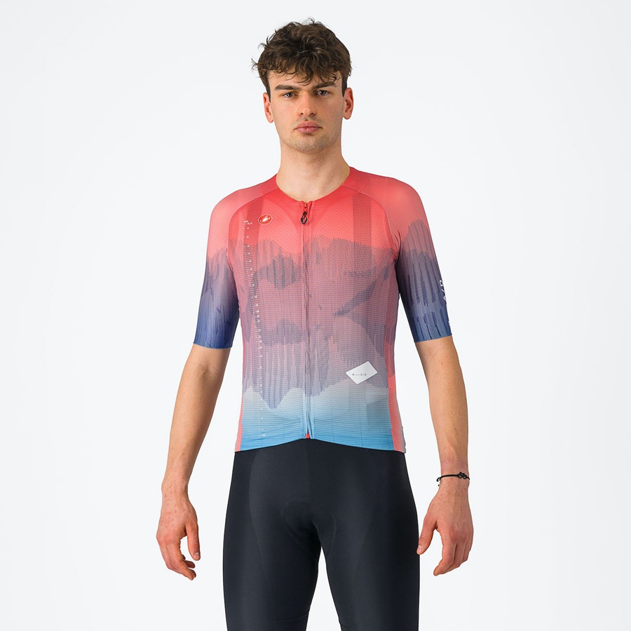 Castelli R-A/D Jersey Heren Gekleurd Roze Blauw | 295470NKJ