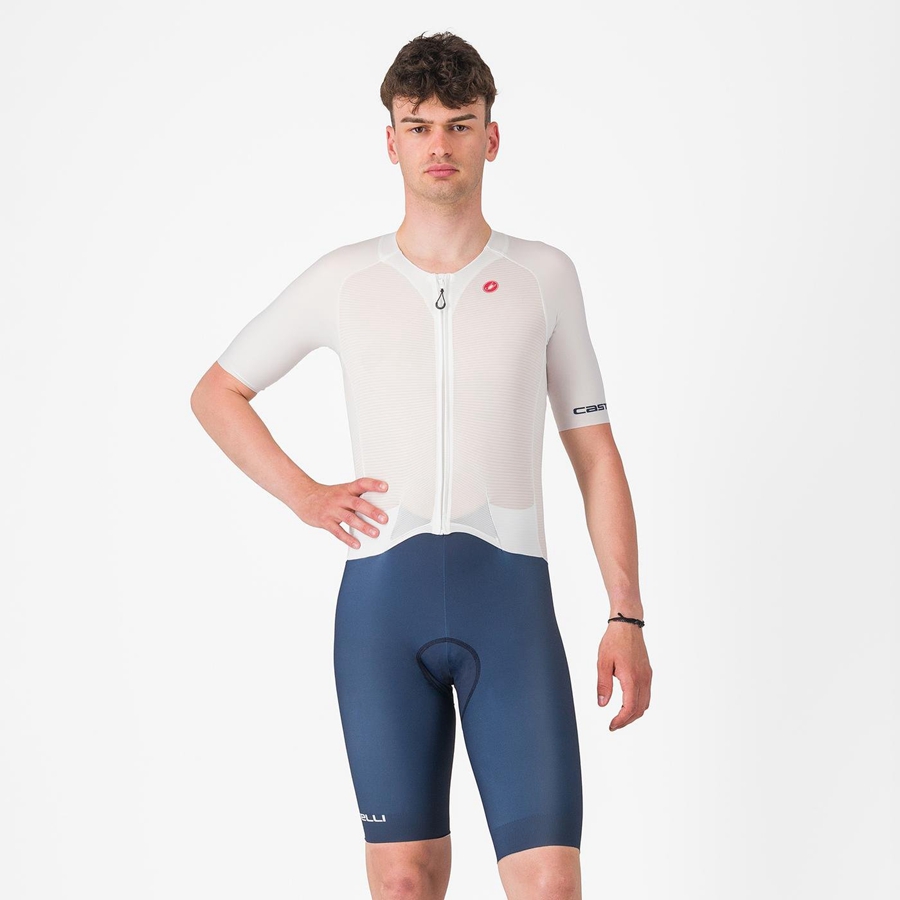 Castelli SANREMO BTW X2 Snelheidspak Heren Wit Blauw | 862345PYL