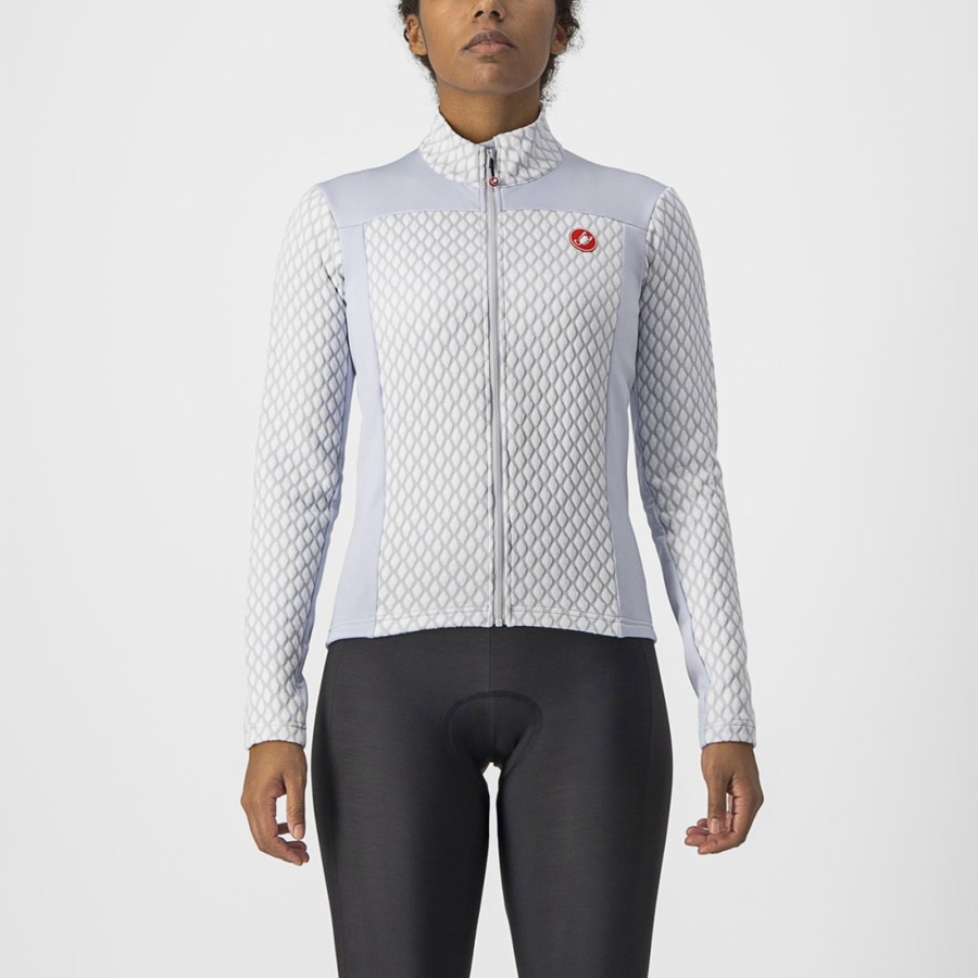 Castelli SFIDA 2 FZ Jersey Dames Zilver Grijs Wit | 870913WKH