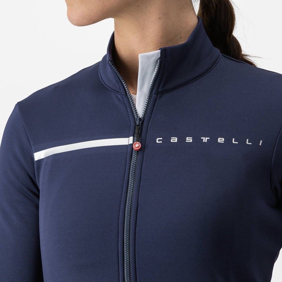 Castelli SINERGIA 2 FZ Jersey Dames Blauw Zilver | 439165YJA