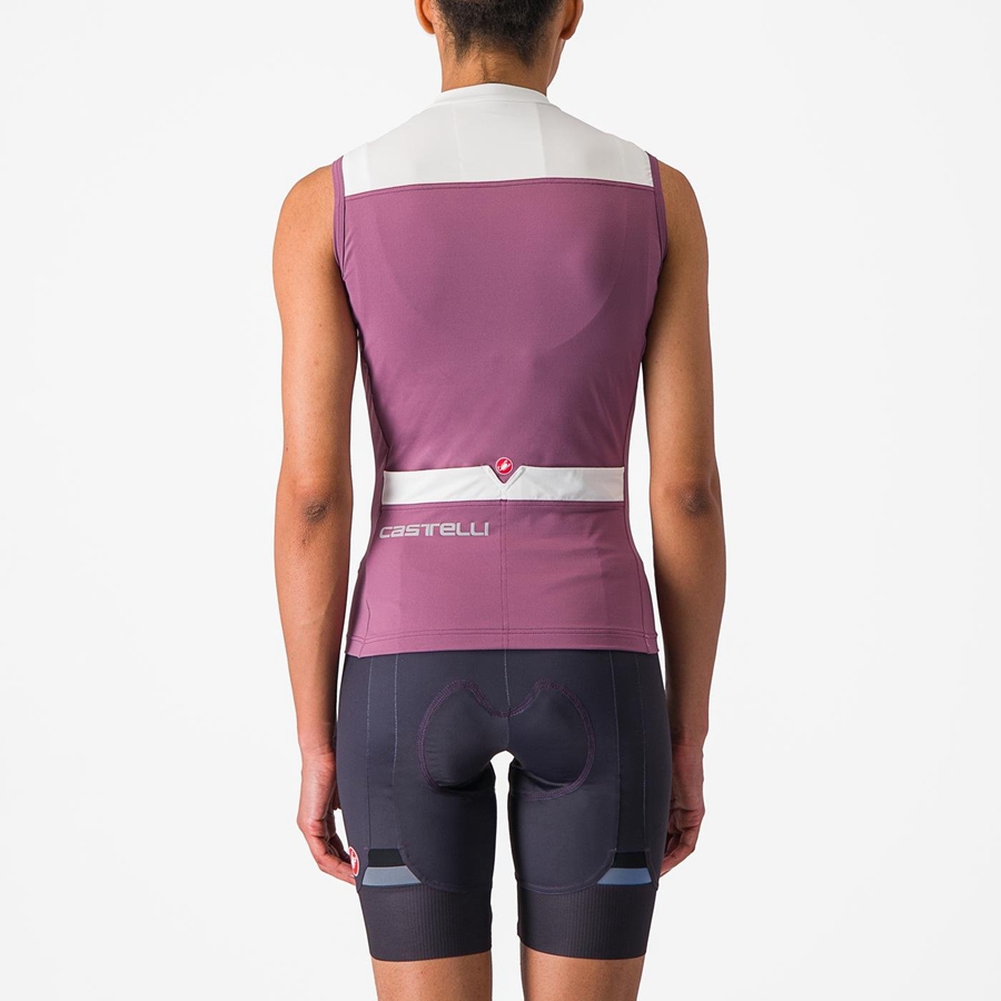 Castelli SOLARIS SLEEVELESS Jersey Dames Dieppaars Wit | 758326HCN