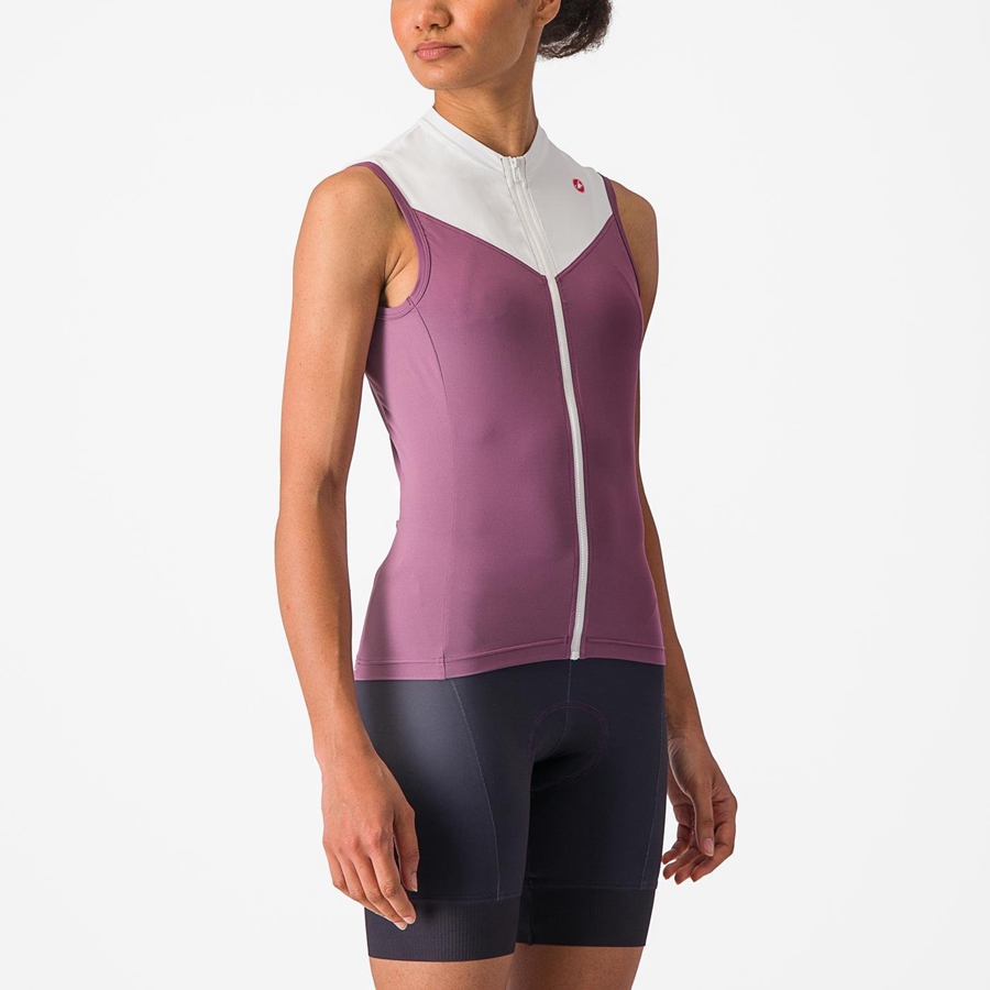 Castelli SOLARIS SLEEVELESS Jersey Dames Dieppaars Wit | 758326HCN