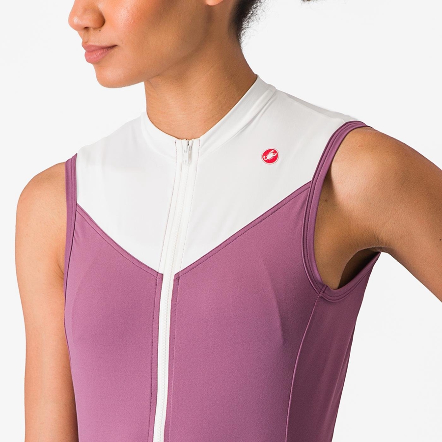 Castelli SOLARIS SLEEVELESS Jersey Dames Dieppaars Wit | 758326HCN