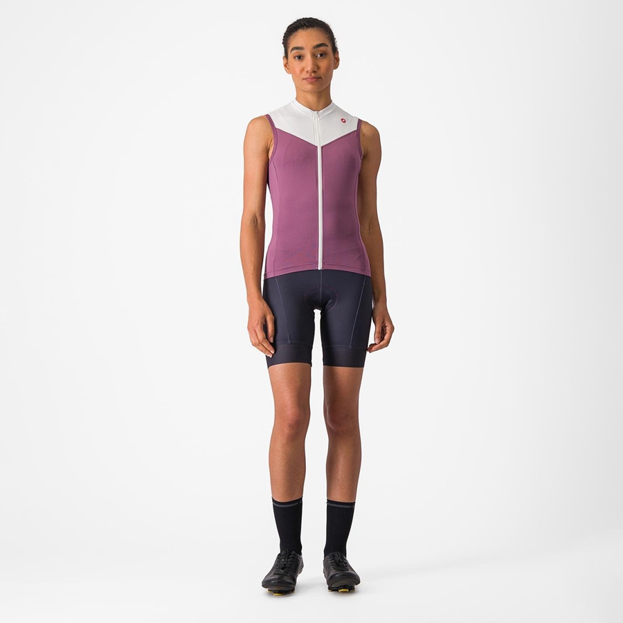 Castelli SOLARIS SLEEVELESS Jersey Dames Dieppaars Wit | 758326HCN