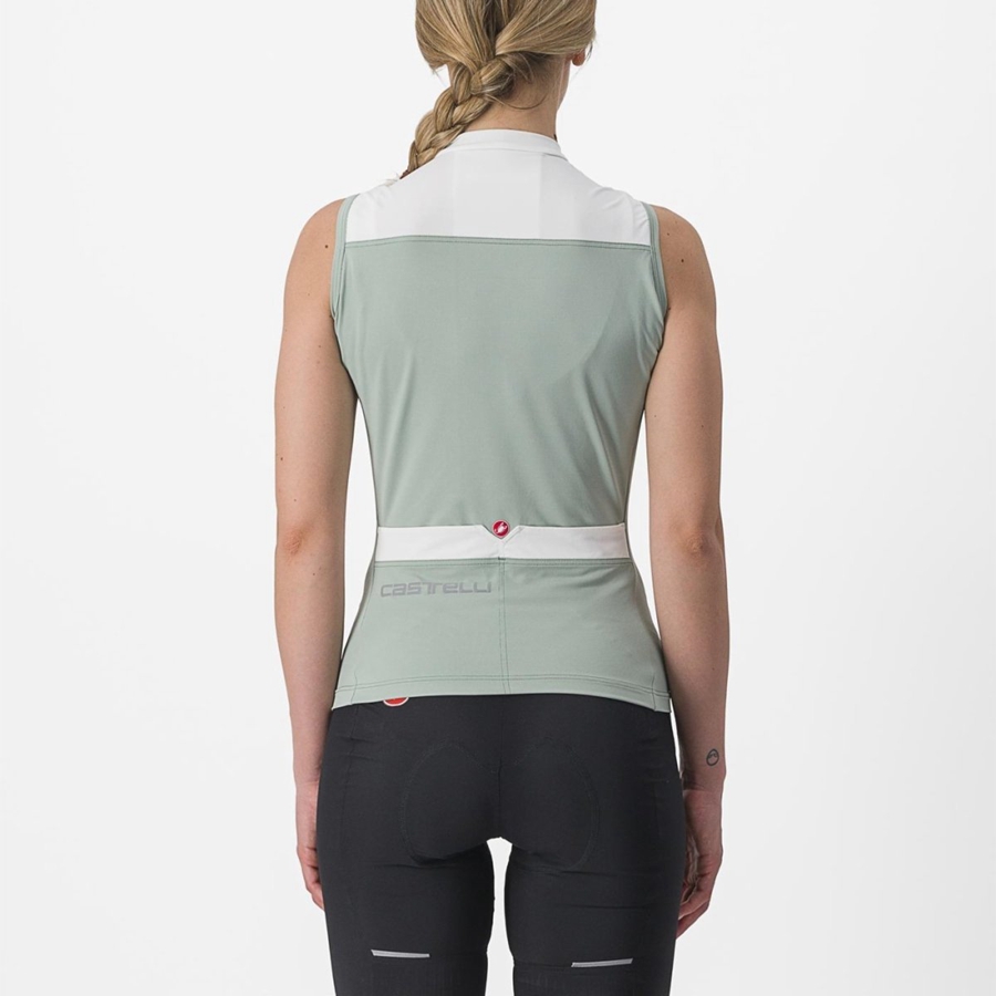 Castelli SOLARIS SLEEVELESS Jersey Dames Groen Wit | 954072TCS