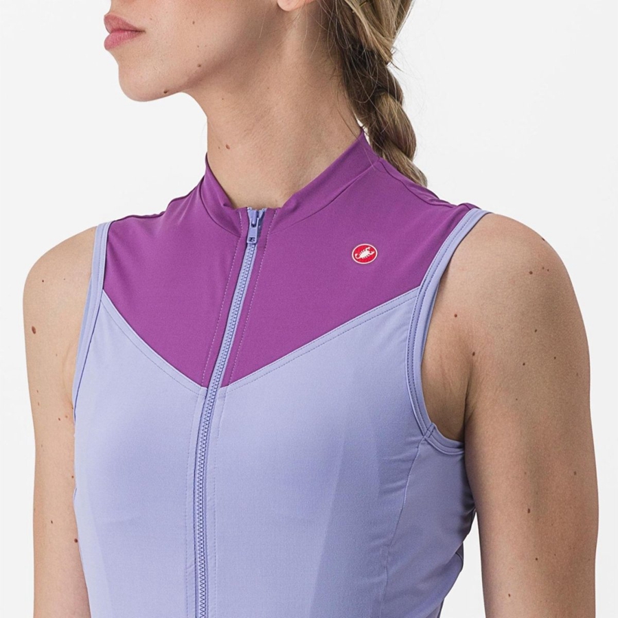 Castelli SOLARIS SLEEVELESS Jersey Dames Paars Wit | 506841WQK