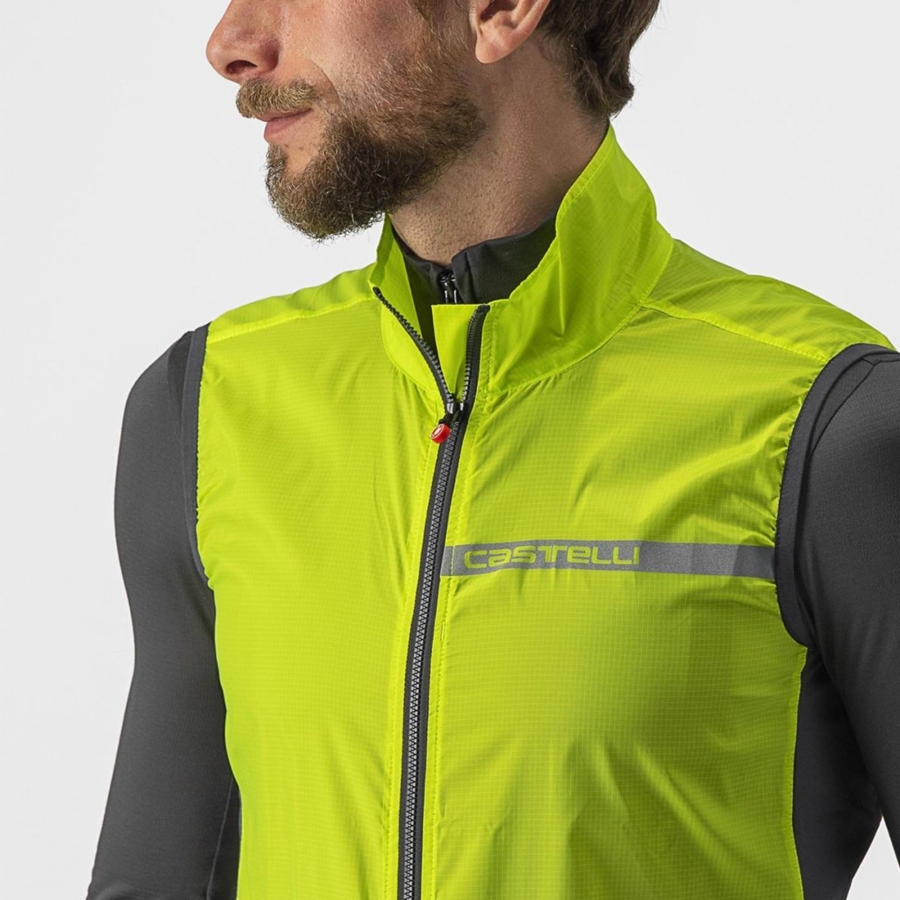 Castelli SQUADRA STRETCH Vest Heren Lichtgroen Donkergrijs | 304678XPY