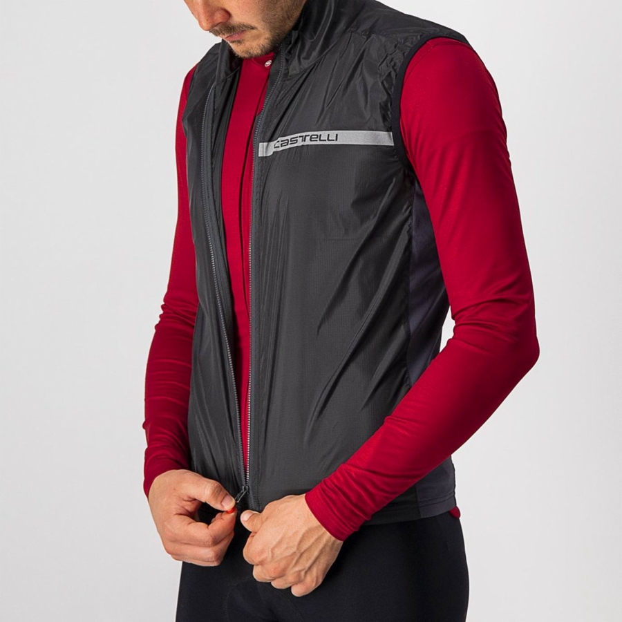 Castelli SQUADRA STRETCH Vest Heren Zwart Donkergrijs | 934175CEA