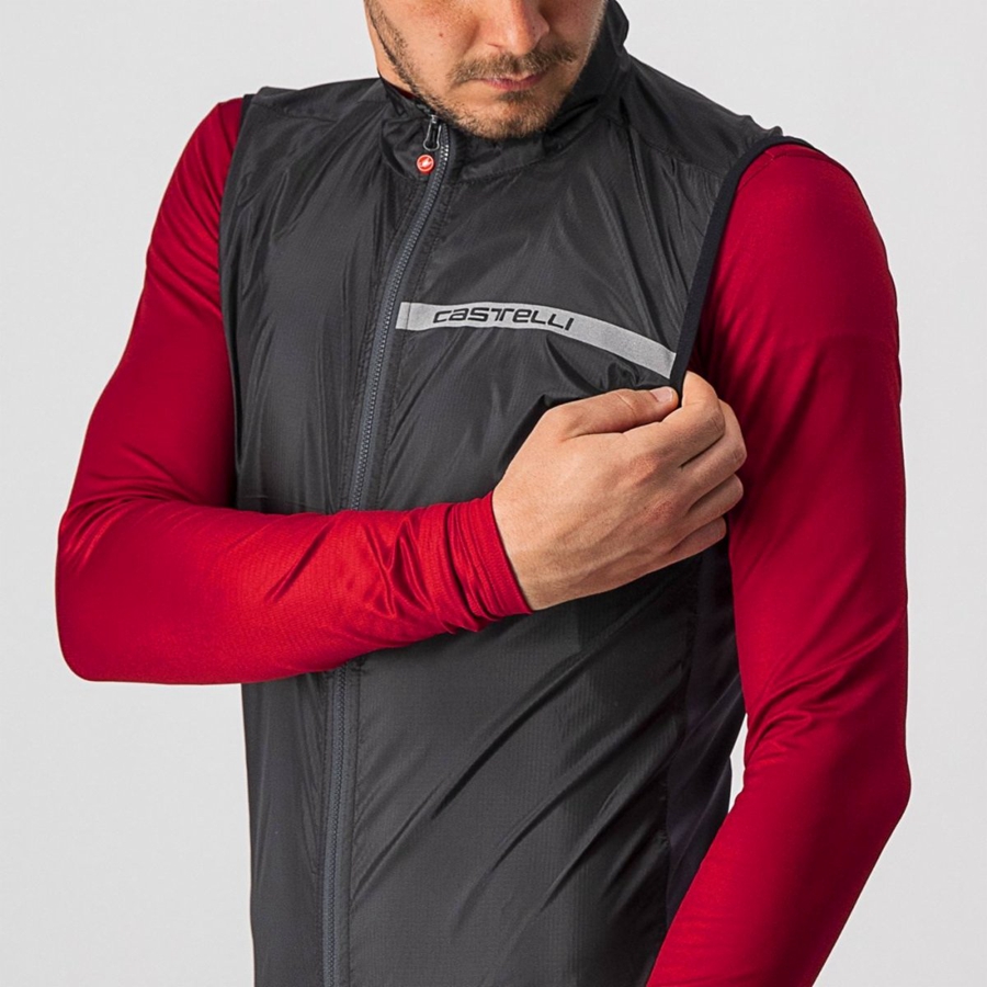 Castelli SQUADRA STRETCH Vest Heren Zwart Donkergrijs | 934175CEA