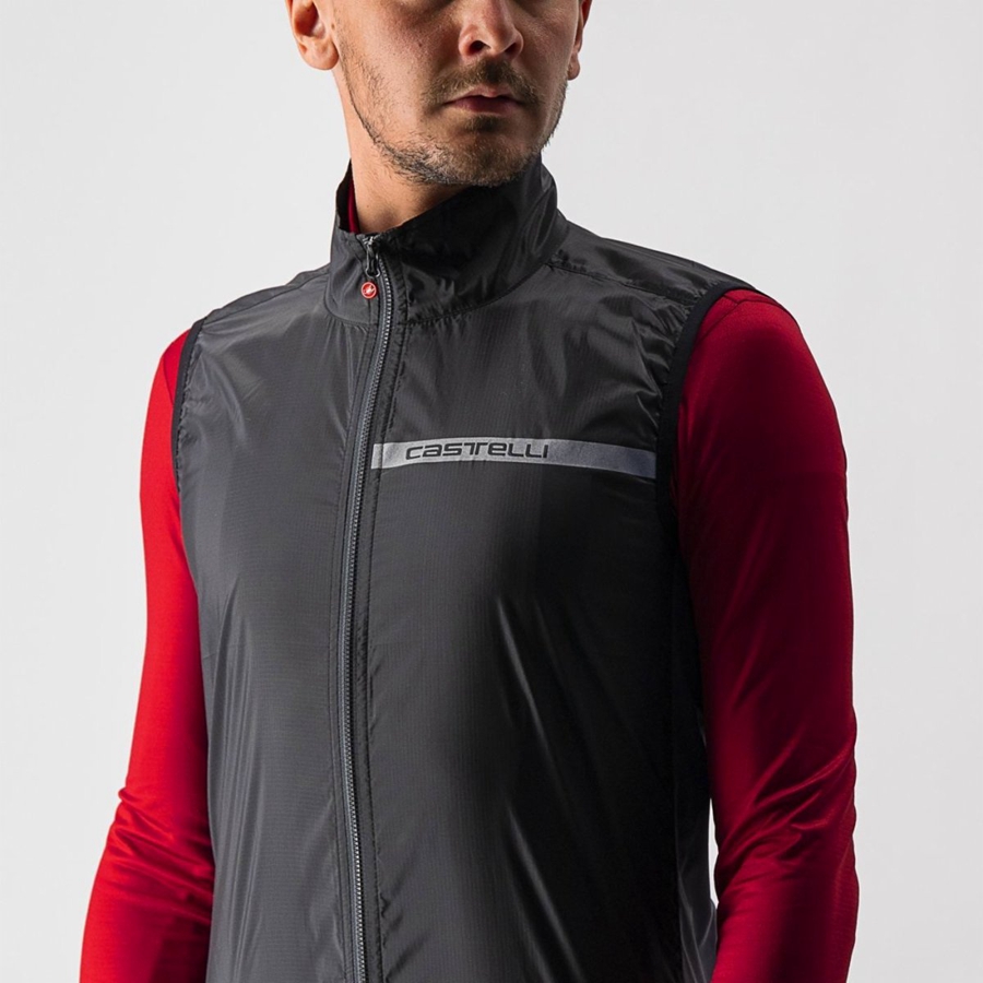 Castelli SQUADRA STRETCH Vest Heren Zwart Donkergrijs | 934175CEA